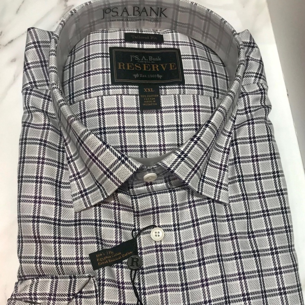 Men's Jos.A.Bank Reserve 100's 2-ply Egyptian Cotton Break Resist Buttons Sz XXL